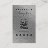 Bewerkbare Influencer Content Creator Silver Visitekaartje (Achterkant)