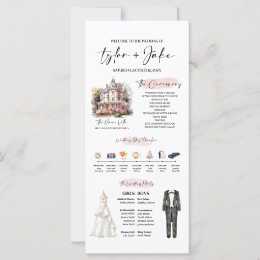 Bewerkbare Infographic Wedding Programma Sjabloon (Voorkant)