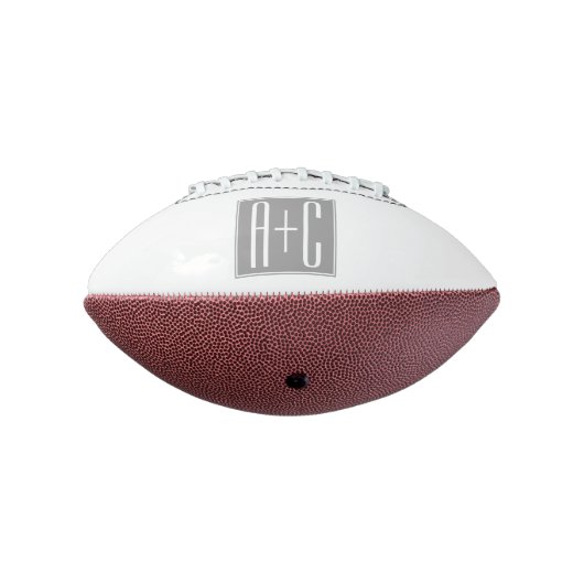 Bewerkbare Initialen voor Koppels | Wit & Grijs American Football (Gedraaid 270)