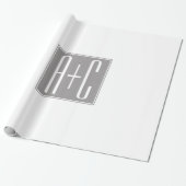 Bewerkbare Initialen voor Koppels | Wit & Grijs Cadeaupapier (Uitgerold)