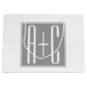 Bewerkbare Initialen voor Koppels | Wit & Grijs Groot Cadeauzakje (Voorkant)