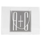 Bewerkbare Initialen voor Koppels | Wit & Grijs Groot Cadeauzakje (Achterkant)