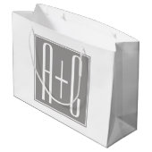 Bewerkbare Initialen voor Koppels | Wit & Grijs Groot Cadeauzakje (Achterkant Gekanteld)