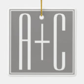 Bewerkbare Initialen voor Koppels | Wit & Grijs Keramisch Ornament (Achterkant)