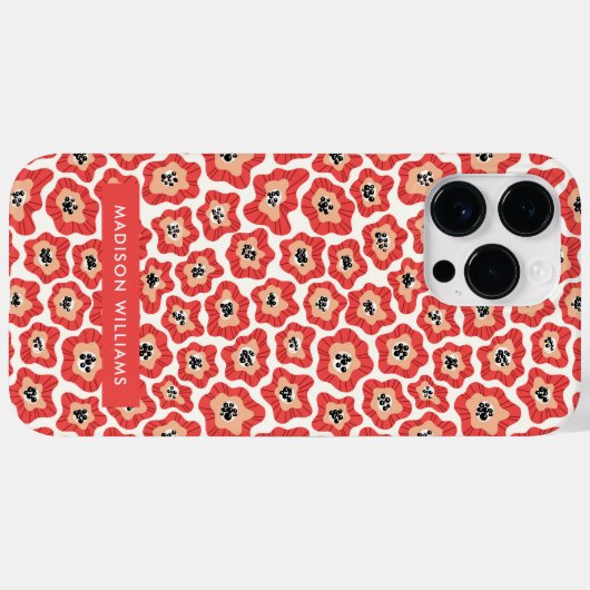 Bewerkbare inscriptie Bloemen Minimalistisch Case- Case-Mate iPhone Case (Achterkant (horizontaal))