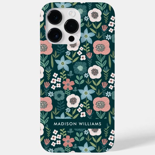 Bewerkbare inscriptie Bloemen Minimalistisch Case- Case-Mate iPhone Case (Achterkant)