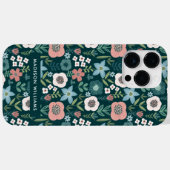 Bewerkbare inscriptie Bloemen Minimalistisch Case- Case-Mate iPhone Case (Achterkant (horizontaal))
