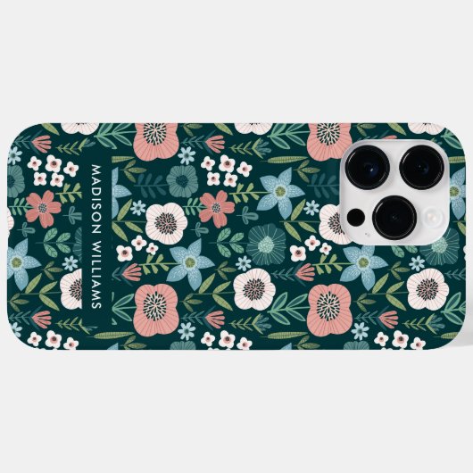 Bewerkbare inscriptie Bloemen Minimalistisch Case- Case-Mate iPhone Case (Achterkant (horizontaal))