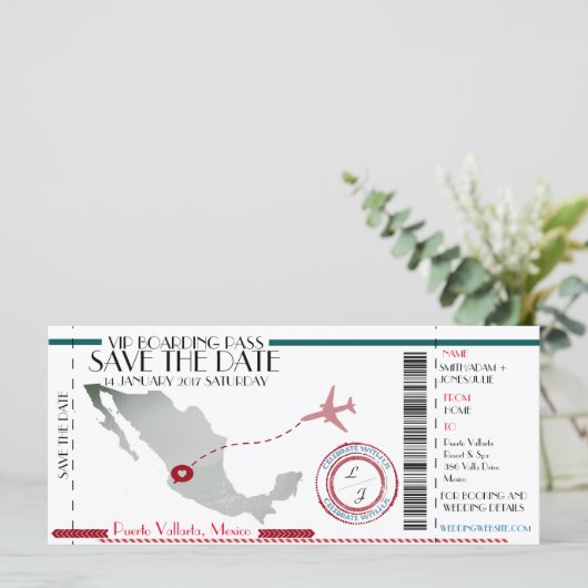 Bewerkbare instapkaart Opslaan datum (Staand voorkant)