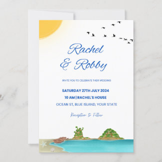 Bewerkbare Island Wedding Invitation Design Sjablo Kaart