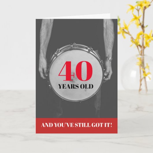 Bewerkbare Jaar Leeftijd Drummer Percussie Verjaar Kaart (Gele Bloem)