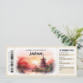 Bewerkbare Japan Plane Boarding Pass Kaart (Staand voorkant)