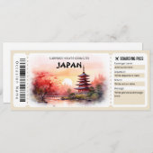 Bewerkbare Japan Plane Boarding Pass Kaart (Voorkant / Achterkant)
