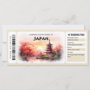 Bewerkbare Japan Plane Boarding Pass Kaart