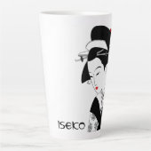 bewerkbare japanse dame latte mok (Voorkant)