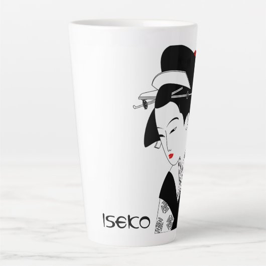 bewerkbare japanse dame latte mok (Voorkant)