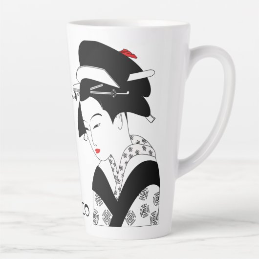 bewerkbare japanse dame latte mok (Rechts)