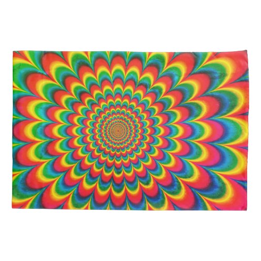 Bewerkbare jaren 70 Retro Hippie Psychedelic Pillo Kussensloop (Achterkant-Links)
