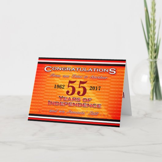 (bewerkbare jaren) Gelukkige Verjaardag T&T Onafha Kaart (Voorkant)