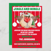 Bewerkbare Jingle & Mingle Christmas Cocktail Part Kaart (Voorkant / Achterkant)
