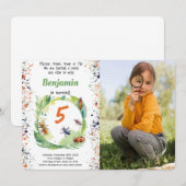 bewerkbare jongen bug verjaardag partij foto kaart (Voorkant / Achterkant)