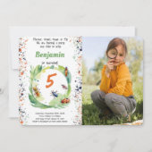 bewerkbare jongen bug verjaardag partij foto kaart (Voorkant)