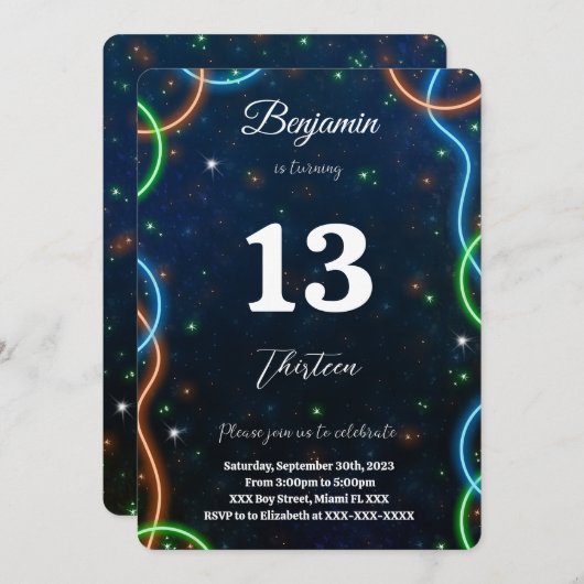 bewerkbare jongen verjaardag kaart (Voorkant / Achterkant)