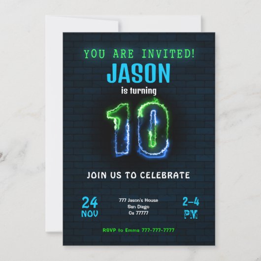 Bewerkbare jongen verjaardag uitnodiging (Voorkant)