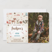 Bewerkbare jongen Woodland verjaardag foto uitnodi Kaart (Voorkant)