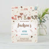 Bewerkbare jongen Woodland verjaardag uitnodiging (Staand voorkant)