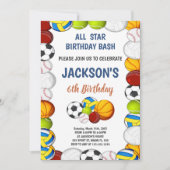 Bewerkbare Jongens Athletic Party Uitnodigen Kaart (Voorkant)