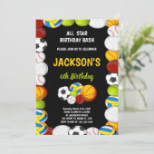 Bewerkbare Jongens Athletic Party Uitnodigen Kaart (Staand voorkant)