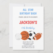 Bewerkbare Jongens Athletic Party Uitnodigen Kaart (Voorkant)