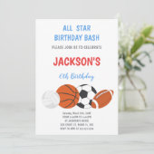 Bewerkbare Jongens Athletic Party Uitnodigen Kaart (Staand voorkant)