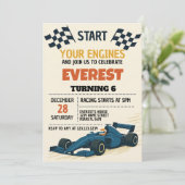 Bewerkbare Jongens Racing Party Nodig uit met Chec Kaart (Staand voorkant)