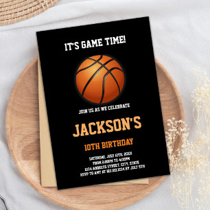 Bewerkbare jongens Slam Dunk Sports Party Uitnodig Kaart