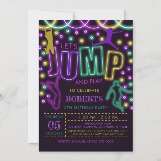 Bewerkbare Jump Birthday uitnodiging (Voorkant)