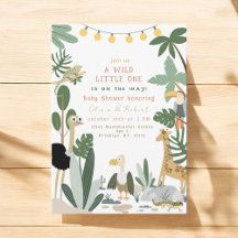 Bewerkbare Jungle Safari Baby Shower Uitnodiging