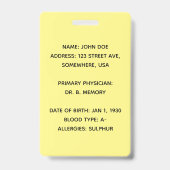 Bewerkbare Kaart voor noodidentificatie Badge (Achterkant)