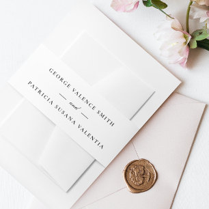 Bewerkbare kalligrafie Elegante witte zwarte bruil Uitnodigingen Wikkel