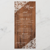 BEWERKBARE KANT KLEUR Rustiek hout bruiloft Menu (Voorkant)