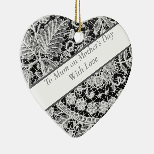 Bewerkbare kant Moederdag Hart Keramisch Ornament (Rechts)