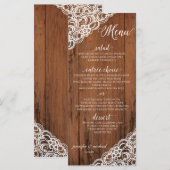 BEWERKBARE KANTEN KLEUR Rustieke Houten Trouw Menu (Voorkant / Achterkant)