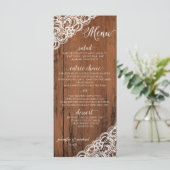 BEWERKBARE KANTEN KLEUR Rustieke Houten Trouw Menu (Staand voorkant)