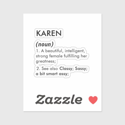 Bewerkbare Karen naam definitie, aangepaste naam Sticker (Vel)