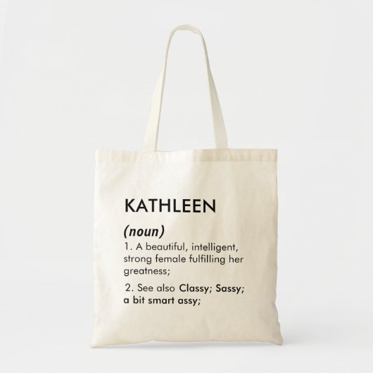 Bewerkbare Kathleen naam definitie, aangepaste naa Tote Bag (Voorkant)