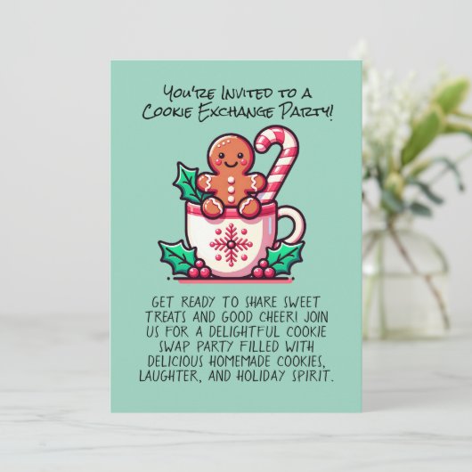 Bewerkbare kerst Cookie Exchange Party Custom Kaart (Staand voorkant)