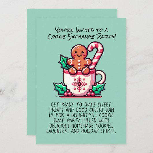 Bewerkbare kerst Cookie Exchange Party Custom Kaart (Voorkant / Achterkant)
