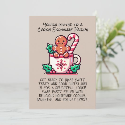 Bewerkbare kerst Cookie Exchange Party Custom Kaart (Staand voorkant)