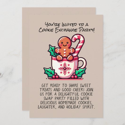 Bewerkbare kerst Cookie Exchange Party Custom Kaart (Voorkant / Achterkant)